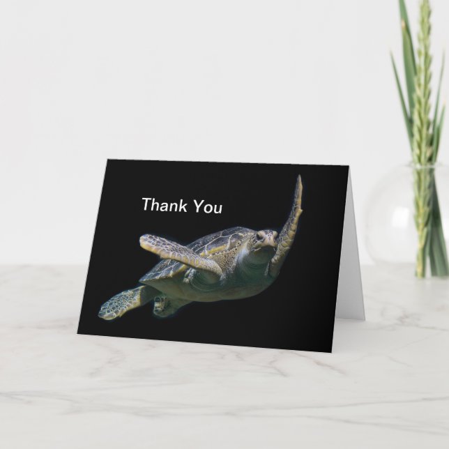 Turtle Swimming Sea Photo Thank You Card (Front)