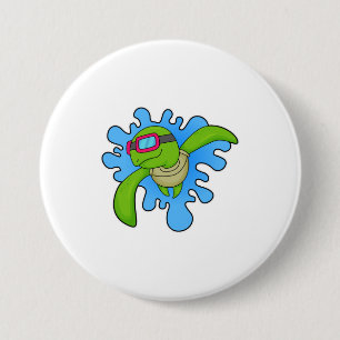 Turtle Swimming Swimming goggles 3 Inch Round Button
