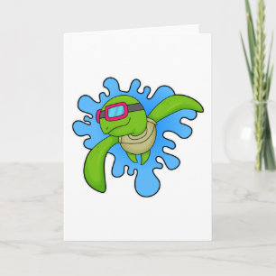 Turtle Swimming Swimming goggles Card