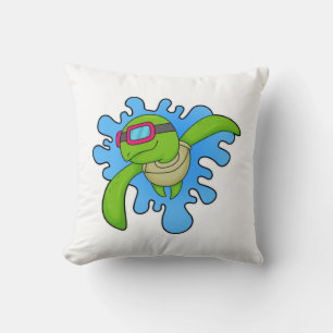 Turtle Swimming Swimming goggles Throw Pillow
