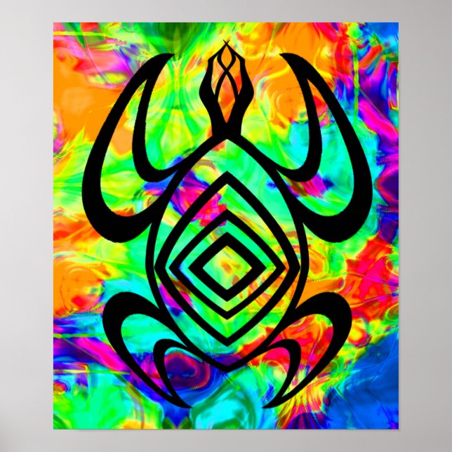 Turtle Symmetry Tiedye Poster (Front)
