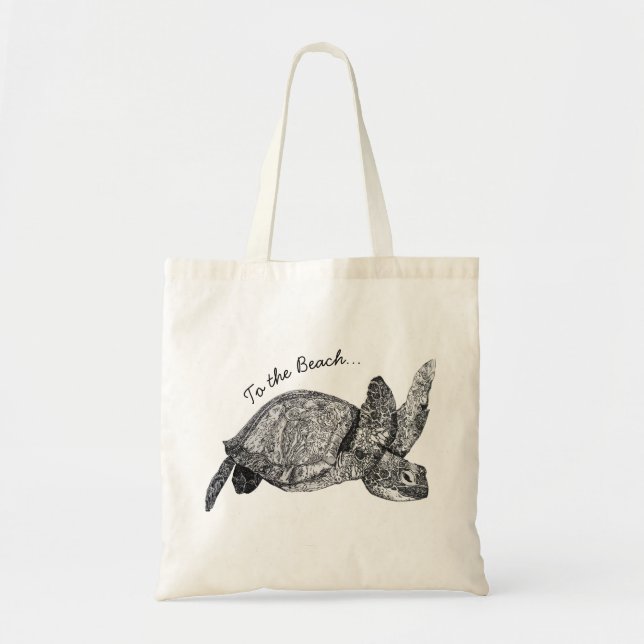 Turtle To The Beach Tote Bag (Front)