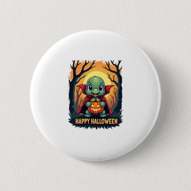 Turtle Tortoise Boo Vampire Trick Or Treat Hallowe 2 Inch Round Button (Front)