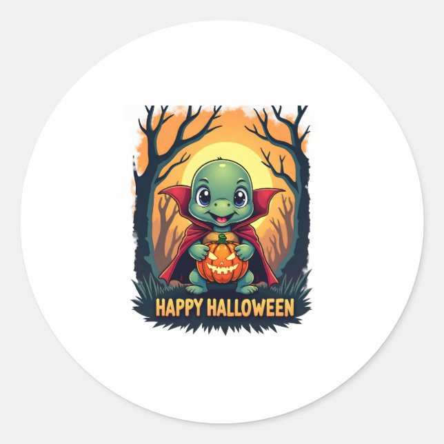 Turtle Tortoise Boo Vampire Trick Or Treat Hallowe Classic Round Sticker (Front)