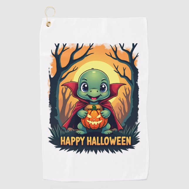 Turtle Tortoise Boo Vampire Trick Or Treat Hallowe Golf Towel (Front)