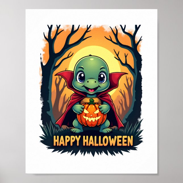 Turtle Tortoise Boo Vampire Trick Or Treat Hallowe Poster (Front)
