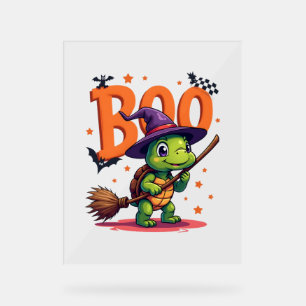 Turtle Tortoise Boo Witch Trick Or Treat Halloween Acrylic Sign