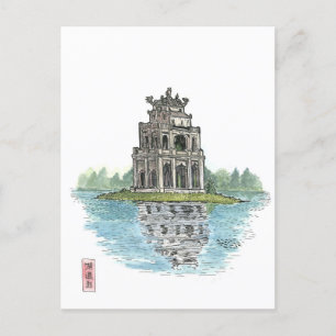 Turtle Tower Hanoi Vietnam Postcard