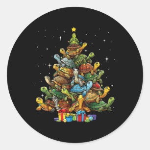 Turtle Tree Christmas Tree Adorable Turtle Christm Classic Round Sticker