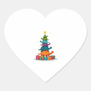 Turtle Tree Christmas Tree Adorable Turtle Christm Heart Sticker