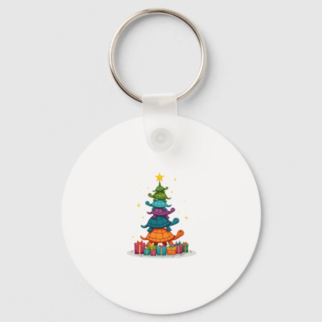 Turtle Tree Christmas Tree Adorable Turtle Christm Keychain (Front)