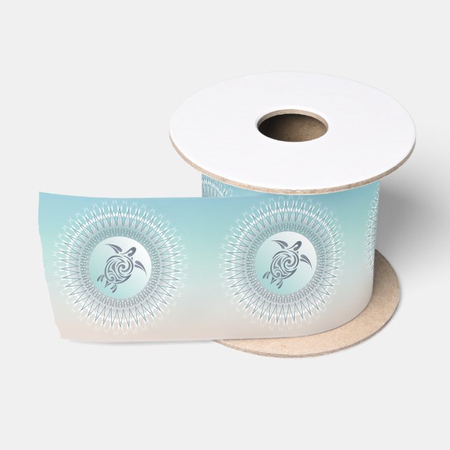 Turtle Turquoise Coastal Maritime Satin Ribbon (Spool)
