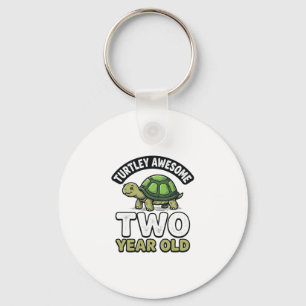 Turtle Two Year Old Birthday Vintage Engraving Shi Keychain