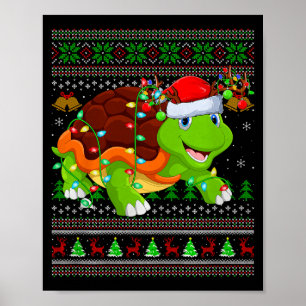 Turtle Ugly Christmas Sweaters Holiday Santa Cute Poster