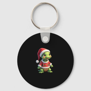 Turtle Ugly Sweater Santa Hat Christmas T-Shirt (1 Keychain