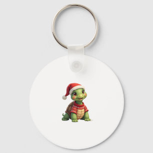 Turtle Ugly Sweater Santa Hat Christmas T-Shirt (1 Keychain