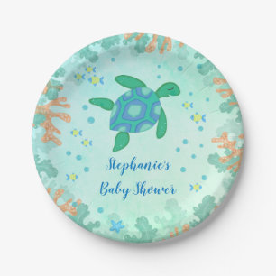 Turtle Under The Sea Baby Shower Paper Plate