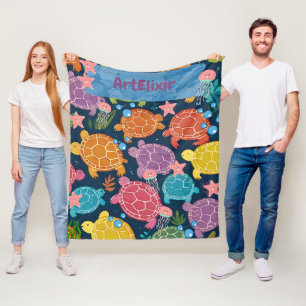 Turtle Under the Sea  Fleece Blanket