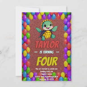 Turtle Unique  Personalized Birthday Invite Kids