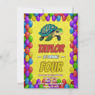 Turtle Unique Personnalisé Anniversaire Invitation