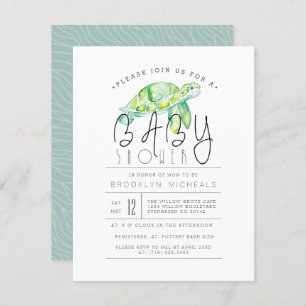 Turtle Watercolor   Aquatic Baby Shower Invitation