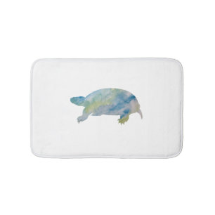 Turtle Watercolor Painting Bath Mat