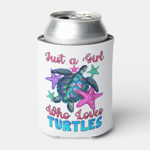 Turtle Watercolor Sea Ocean Just A Girl Who Loves Can Cooler