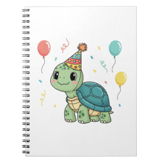Turtle Wearing a Party Hat Notebook