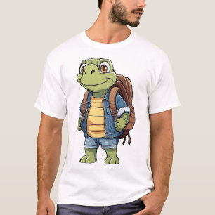 Turtle Wearing Backpack T-Shirt