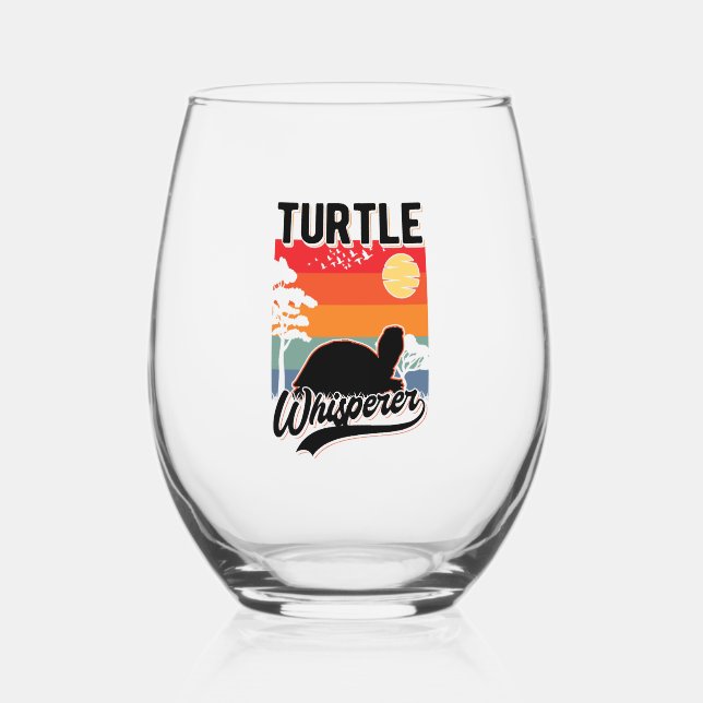 Turtle Whisperer Mini Stemless Wine Glass (Front)