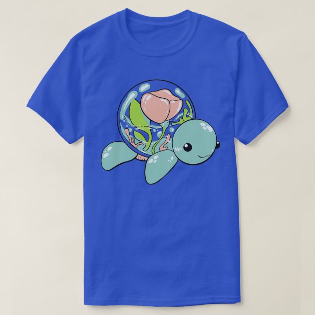turtle with aquarium flower T-Shirt (Design Front)