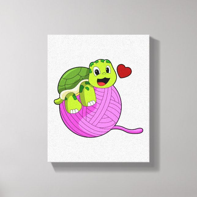 Turtle with Ball of Wool Canvas Print (Front)