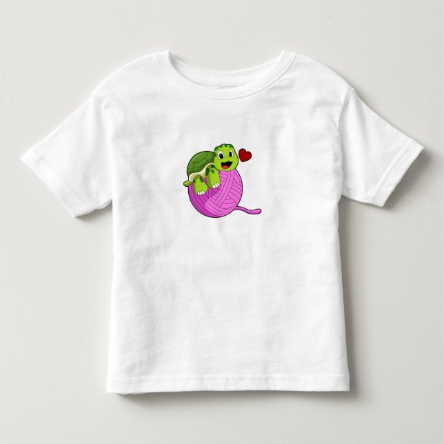 Turtle with Ball of Wool Toddler T-shirt (Front)