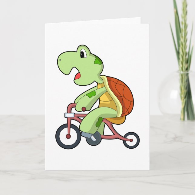 Turtle with Bicycle Card (Front)