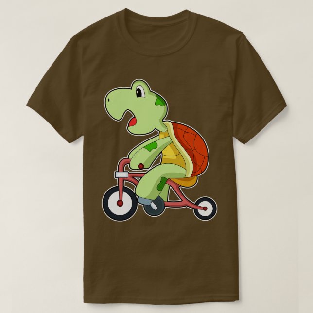 Turtle with Bicycle T-Shirt (Design Front)