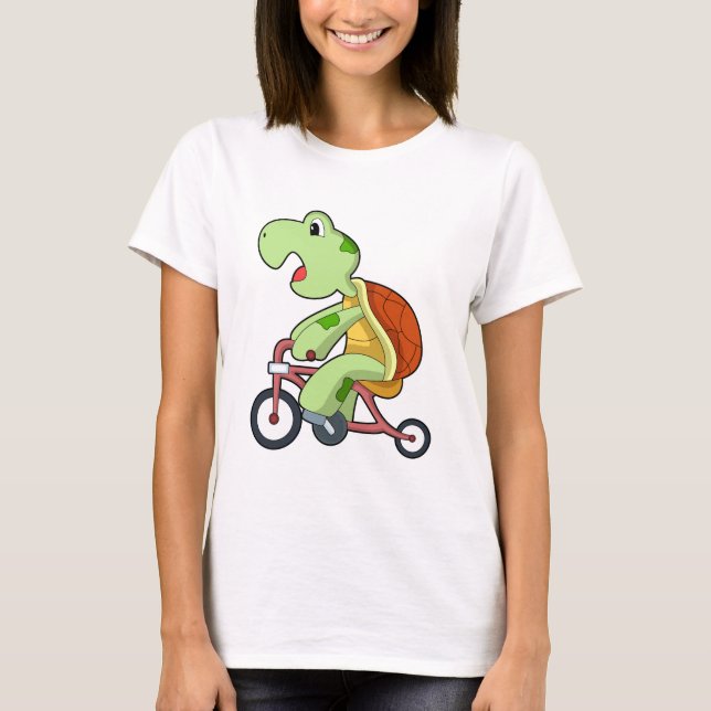 Turtle with Bicycle T-Shirt (Front)
