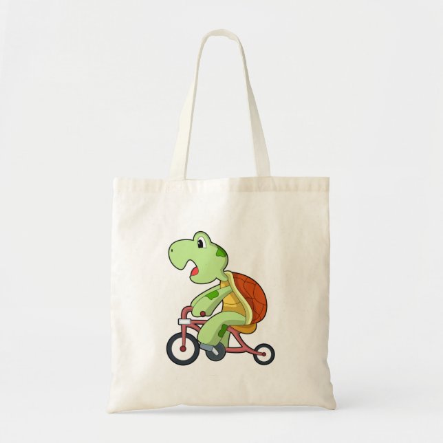 Turtle with Bicycle Tote Bag (Front)