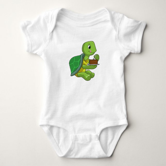 Turtle with Cake Baby Bodysuit (Front)