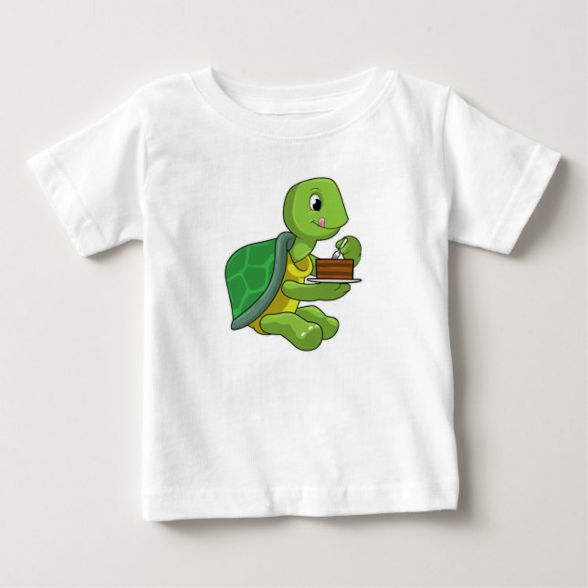 Turtle with Cake Baby T-Shirt (Front)
