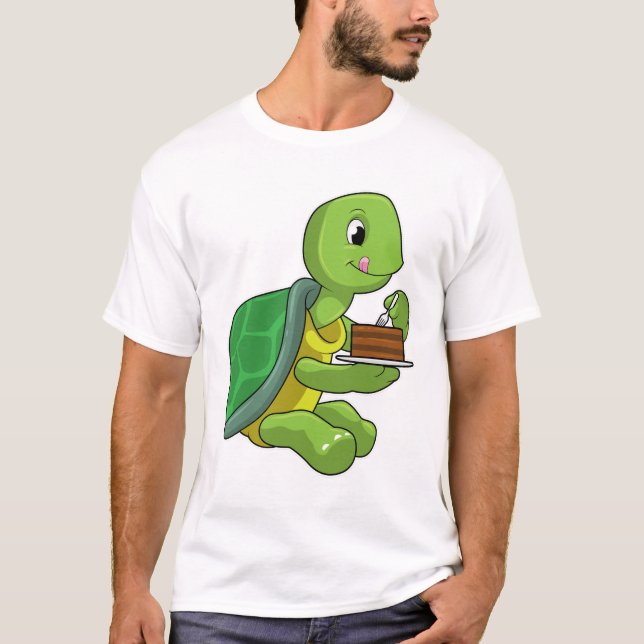 Turtle with Cake T-Shirt (Front)