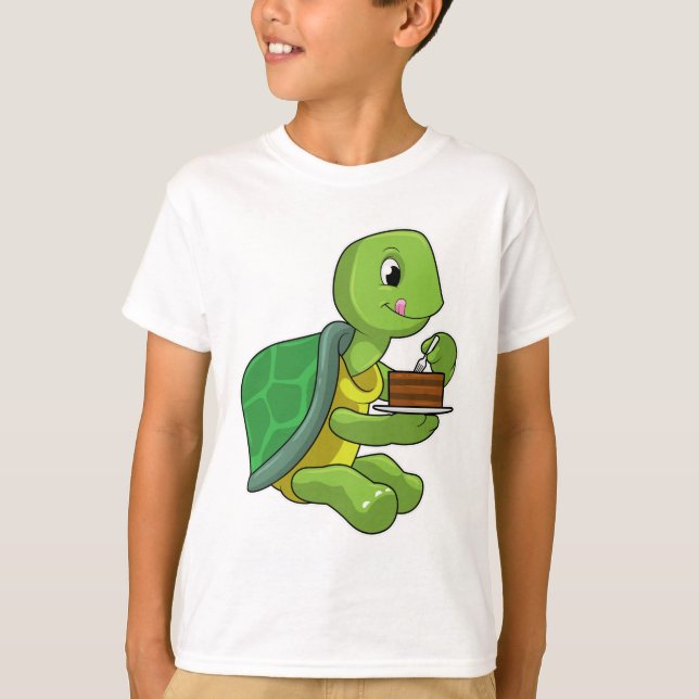 Turtle with Cake T-Shirt (Front)