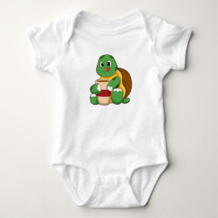 Turtle with Cup of Coffee Baby Bodysuit