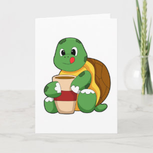 Turtle with Cup of Coffee Card