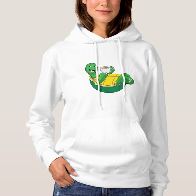 Turtle with Cup of Coffee Hoodie (Front)