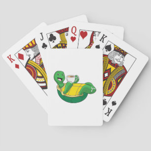 Turtle with Cup of Coffee Playing Cards