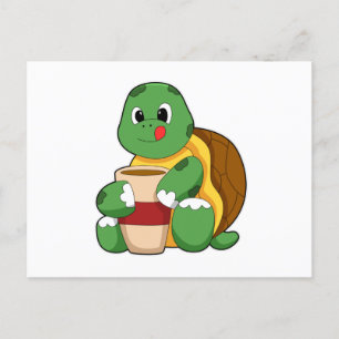 Turtle with Cup of Coffee Postcard