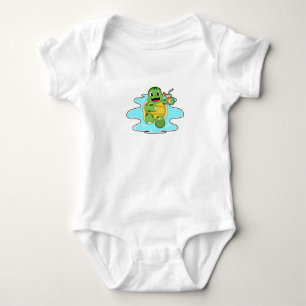Turtle with Drink in Water Baby Bodysuit