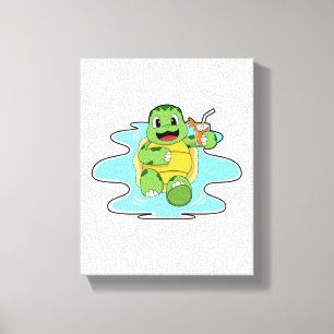 Turtle with Drink in Water Canvas Print