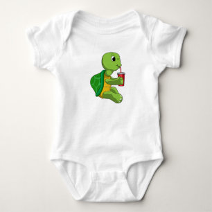 Turtle with Drinking mug with Straw Baby Bodysuit