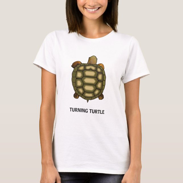 Turtle with Editable Turning Turtle Text T-Shirt (Front)